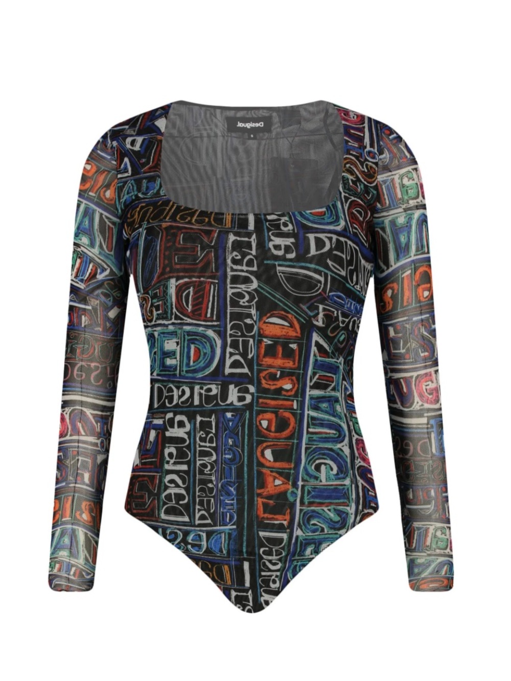 Desigual x Javier Mariscal Lettering 2000 Mesh Bodysuit Graffiti Art to Wear -S